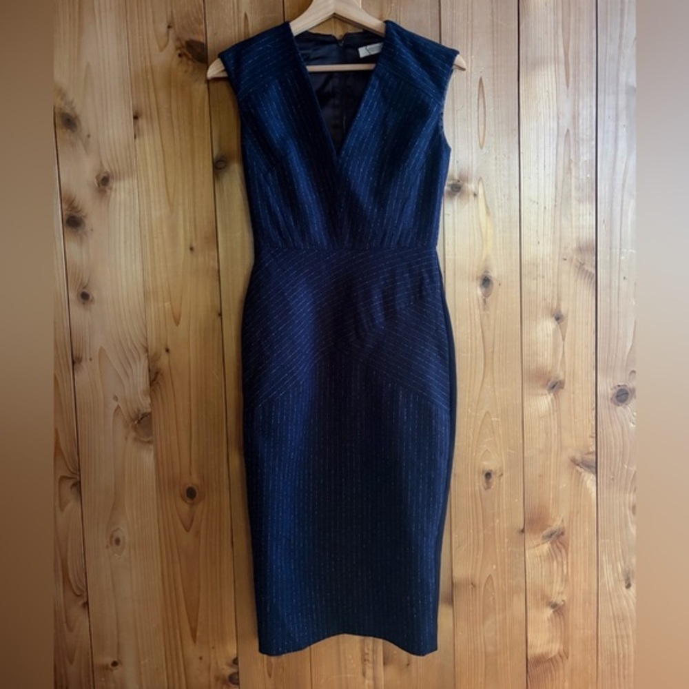Suistudio Pinstripe Wool Blend Jordan B MIDI dress US Size 34